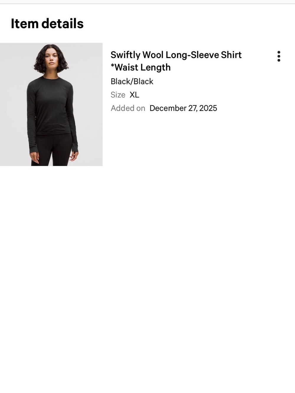 lululemon athletica Swiftly Wool Long-Sleeve Shirt — Black